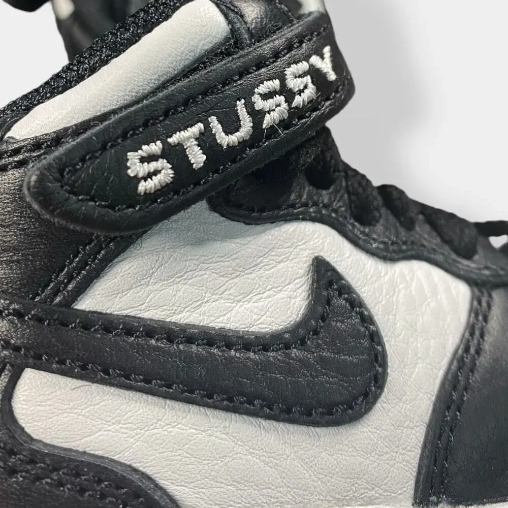 Nike x Stussy Air Force 1 Mid TD Black / White Toddler size 4C DN4160-002 New